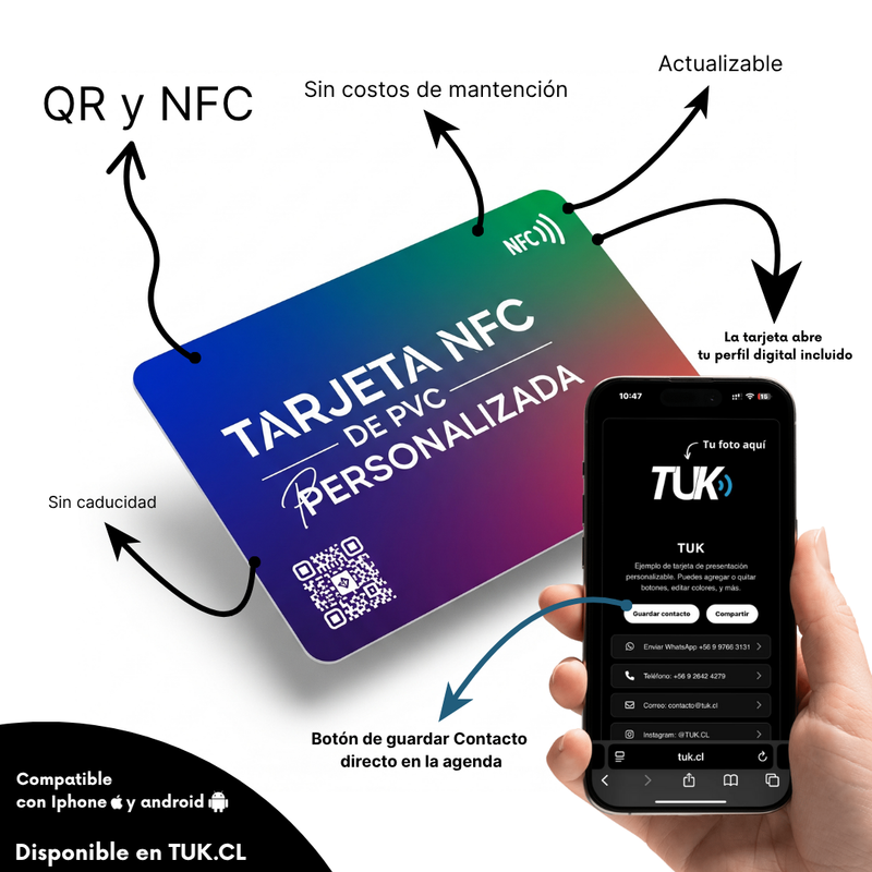 Tarjeta NFC personalizada TUK Chile